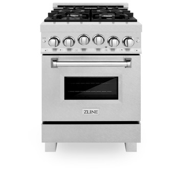 ZLINE 24" 2.8 cu. ft. Gas Oven and Gas Cooktop Range with Griddle in Fingerprint Resistant Stainless Steel - RGS-SN-GR-24