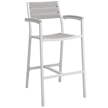 Modway Maine Outdoor Patio Bar Stool EEI-1510-WHI-LGR White Light Gray