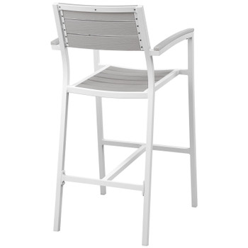 Modway Maine Outdoor Patio Bar Stool EEI-1510-WHI-LGR White Light Gray