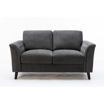 Lilola Home Stanton Dark Gray Linen Loveseat with Tufted Arms - 89730-L  2