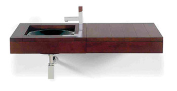 Whitehaus Antonio Miro Large Iroko Wood Wall Mount Counter Top Unit With Integral Drawer - AMMT02