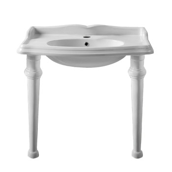 Whitehaus Isabella Collection 40" Rectangular Console Sink With Integrated Oval Bowl - AR874-GB001-1H