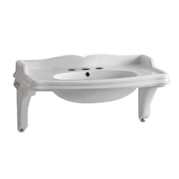 Whitehaus Isabella Collection 40" Rectangular Wall Mount Basin With Integrated Oval Bowl - AR874-MNSLEN-3H