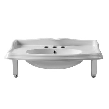 Whitehaus Isabella Collection 40" Rectangular Wall Mount Basin With Integrated Oval Bowl - AR874-MNSLEN-3H