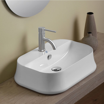 Whitehaus Britannia Rectangular Above Mount Basin With Single Faucet Hole Drill - B-SH09