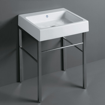 Whitehaus Britannia Rectangular Sink Console With Front Towel Bar And No Hole Drill - B-U60-DUCG1-A06