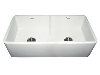 Whitehaus Farmhaus Fireclay Duet Series Reversible Sink With Smooth Front Apron - WH3719-WHITE