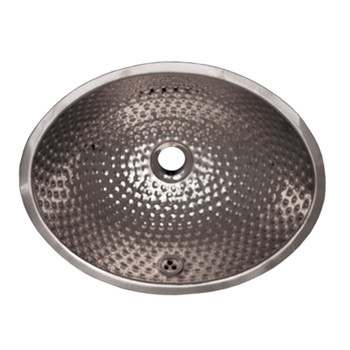 Whitehaus Decorative Oval Ball Pein Hammered Textured Undermount Basin With Overflow And A 1 1/4" Center Drain - WH608ABM