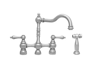 Whitehaus Englishhaus Bridge Faucet With Long Traditional Swivel Spout, Solid Lever Handles - WHEGB-34656-PN