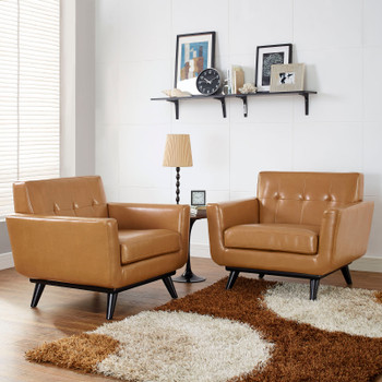 Modway Engage Leather Sofa Set EEI-1665-TAN-SET Tan