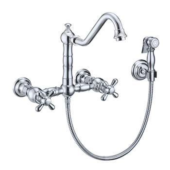 Whitehaus Vintage Iii Plus Wall Mount Faucet With A Long Gooseneck Swivel Spout - WHKWCR3-9402-NT-C