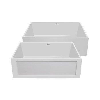 Whitehaus Farmhaus Fireclay Reversible 27" Sink With A Plain Front Apron - WHPLCON2719-WHITE