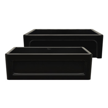 Whitehaus Shakerhaus 33" Reversible Kitchen Fireclay Sink With Shaker Design Front Apron On One Side - WHQ5550-BLACK