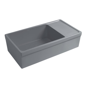 Whitehaus Farmhaus Quatro Alcove Large Reversible Matte Fireclay Kitchen Sink - WHQD540-M-CEMENT