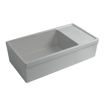 Whitehaus Farmhaus Quatro Alcove Large Reversible Matte Fireclay Kitchen Sink - WHQD540-M-LIGHTCEMENT