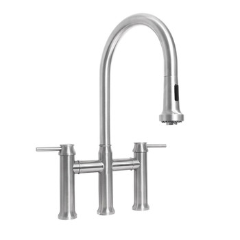 Whitehaus Waterhaus Lead Free Solid Stainless Steel Single-Hole Faucet With Gooseneck Swivel Spout - WHS6900-PDK-BSS