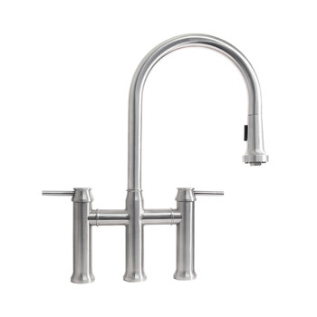 Whitehaus Waterhaus Lead Free Solid Stainless Steel Single-Hole Faucet With Gooseneck Swivel Spout - WHS6900-PDK-BSS