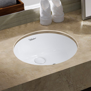 Whitehaus Isabella Plus Collection 18 Inch Oval Undermount Basin With Overflow And Rear Center Drain - WHU71003