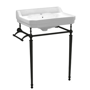 Whitehaus Victoriahaus Rectangular Basin China Console With Single Hole Faucet Drill With Towel Bar - WHV024-L33-1H-MB