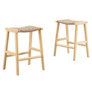 Modway Saoirse Woven Rope Wood Counter Stool - Set Of 2 - EEI-6548