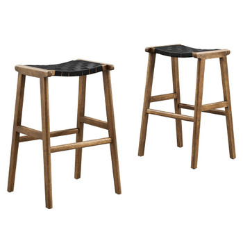 Modway Saoirse Faux Leather Wood Bar Stool - Set Of 2 - EEI-6549