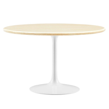 Modway Lippa 48" Round Artificial Travertine Dining Table - EEI-6754-WHI-TRA