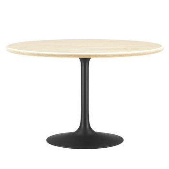 Modway Lippa 48" Round Artificial Travertine Dining Table - EEI-6755-BLK-TRA