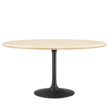 Modway Lippa 60 Oval Artificial Travertine Dining Table - EEI-6758-BLK-TRA