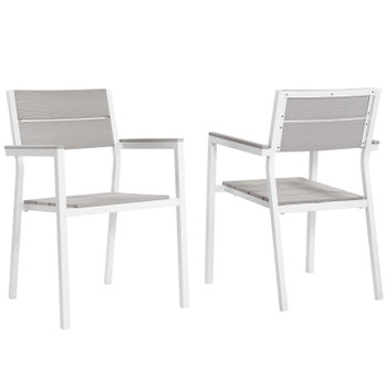 Modway Maine Dining Armchair Outdoor Patio Set of 2 EEI-1739-WHI-LGR-SET White Light Gray