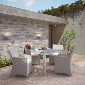 Modway Junction 5 Piece Outdoor Patio Dining Set EEI-1744-GRY-WHI-SET Gray White