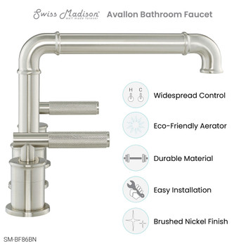 Avallon 8 in. Widespread, Sleek Handle, Bathroom Faucet in Brushed Nickel  SM-BF86BN