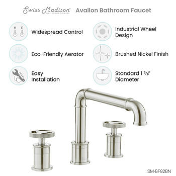 Avallon 8 in. Widespread, 2-Handle Wheel, Bathroom Faucet in Brushed Nickel SM-BF82BN