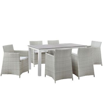 Modway Junction 7 Piece Outdoor Patio Dining Set EEI-1748-GRY-WHI-SET Gray White