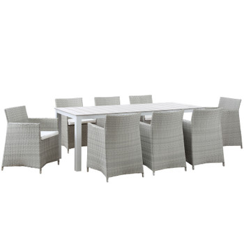 Modway Junction 9 Piece Outdoor Patio Dining Set EEI-1752-GRY-WHI-SET Gray White
