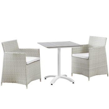 Modway Junction 3 Piece Outdoor Patio Dining Set EEI-1758-GRY-WHI-SET Gray White