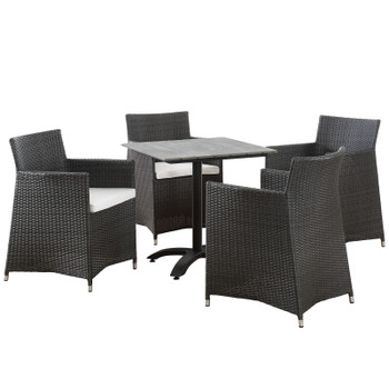 Modway Junction 5 Piece Outdoor Patio Dining Set EEI-1760-BRN-WHI-SET Brown White