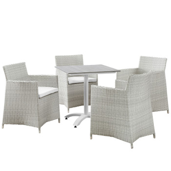 Modway Junction 5 Piece Outdoor Patio Dining Set EEI-1760-GRY-WHI-SET Gray White