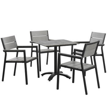 Modway Maine 5 Piece Outdoor Patio Dining Set EEI-1761-BRN-GRY-SET Brown Gray