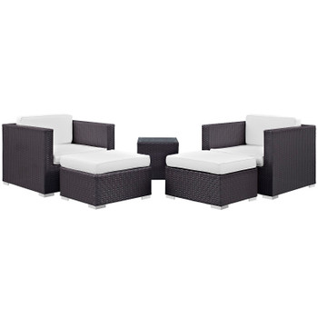 Modway Convene 5 Piece Outdoor Patio Sectional Set EEI-1809-EXP-WHI-SET Espresso White