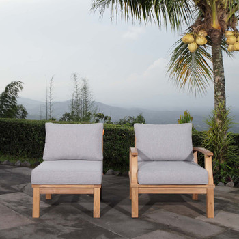 Modway Marina 2 Piece Outdoor Patio Teak Set EEI-1823-NAT-GRY-SET Natural Gray