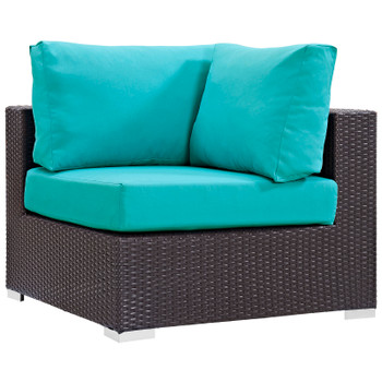 Modway Convene Outdoor Patio Corner EEI-1840-EXP-TRQ Espresso Turquoise