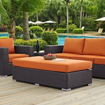 Modway Convene Outdoor Patio Fabric Rectangle Ottoman EEI-1847-EXP-ORA Espresso Orange