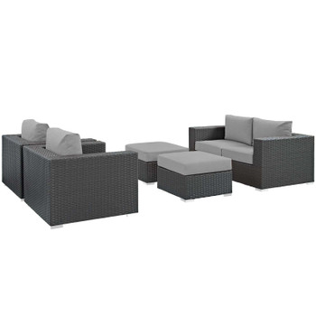 Modway Sojourn 5 Piece Outdoor Patio Sunbrella® Sectional Set EEI-1879-CHC-GRY-SET Canvas Gray