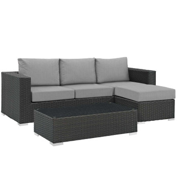 Modway Sojourn 3 Piece Outdoor Patio Sunbrella® Sectional Set EEI-1889-CHC-GRY-SET Canvas Gray