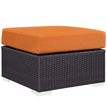 Modway Convene Outdoor Patio Fabric Square Ottoman EEI-1911-EXP-ORA Espresso Orange