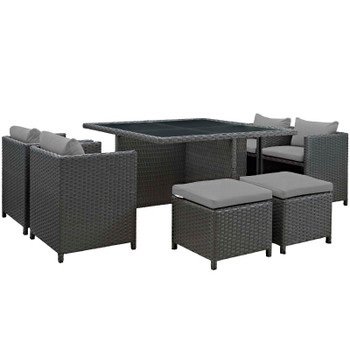 Modway Sojourn 9 Piece Outdoor Patio Sunbrella® Dining Set EEI-1946-CHC-GRY-SET Canvas Gray