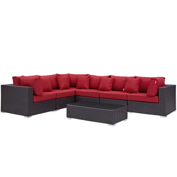 Modway Convene 7 Piece Outdoor Patio Sectional Set EEI-2168-EXP-RED-SET Expresso Red