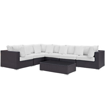 Modway Convene 7 Piece Outdoor Patio Sectional Set EEI-2168-EXP-WHI-SET Espresso White