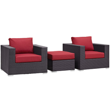 Modway Convene 3 Piece Outdoor Patio Sofa Set EEI-2174-EXP-RED-SET Espresso Red