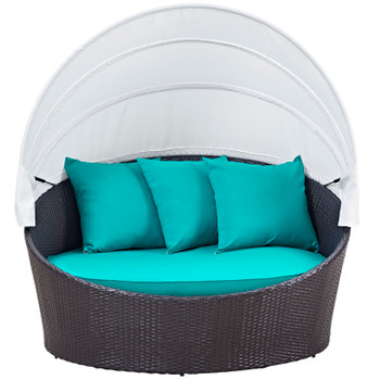 Modway Convene Canopy Outdoor Patio Daybed EEI-2175-EXP-TRQ Espresso Turquoise